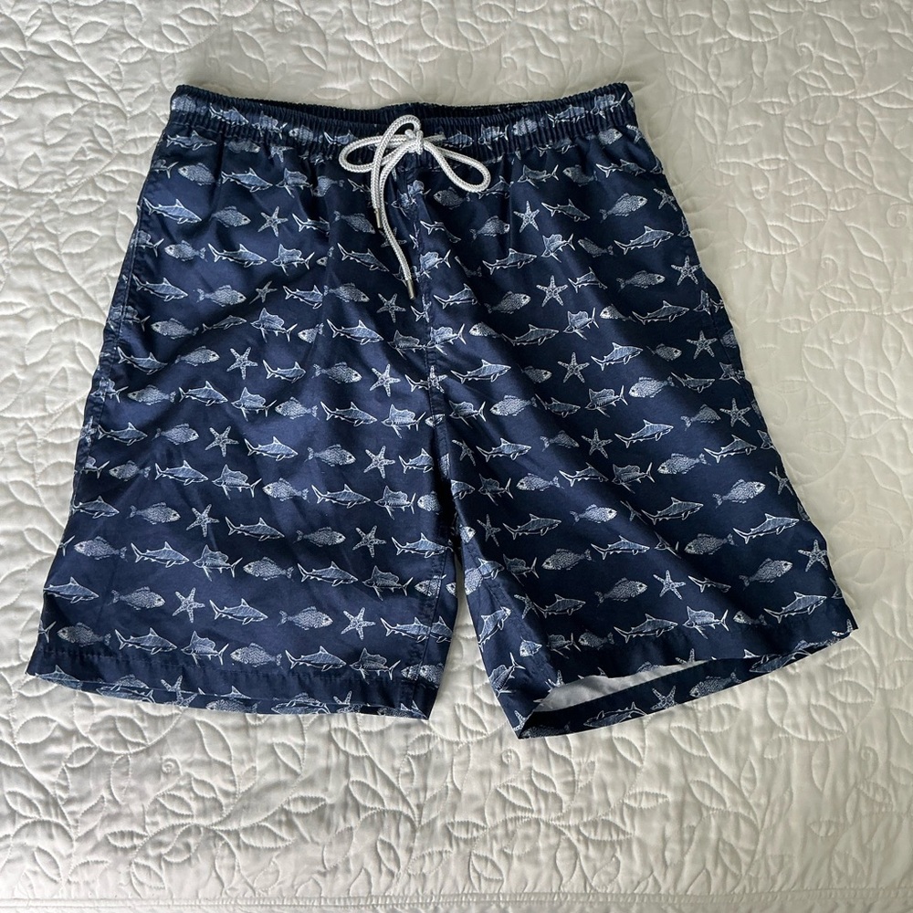 Kirkland Signature Blue and White Swim Shorts with 2 pockets front and 1 in back